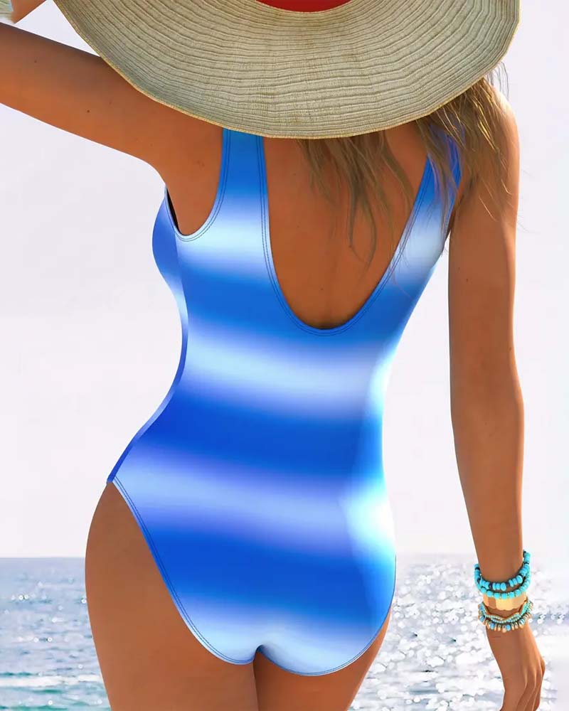 Trendy Gradient Twisted One-Piece Swimsuit