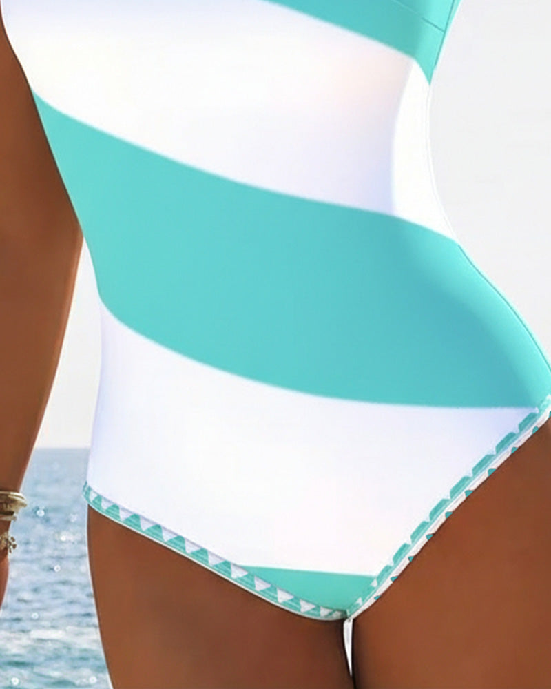 Striped Colour Block One-Piece