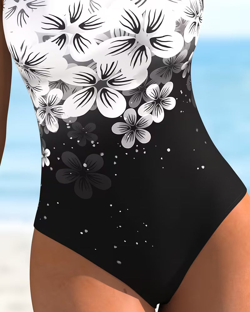 Floral Print One-Piece Mode