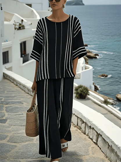 Women'S Loose Striped Pants Suit