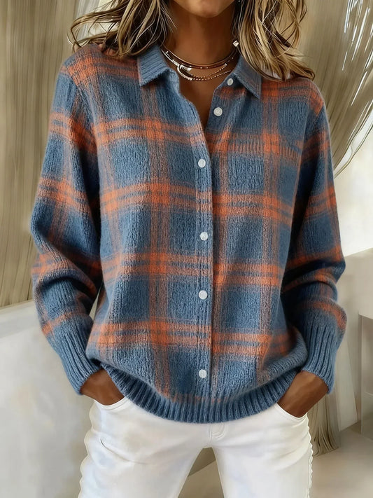 Victoria | Casual Retro Check Sweater with Contrast