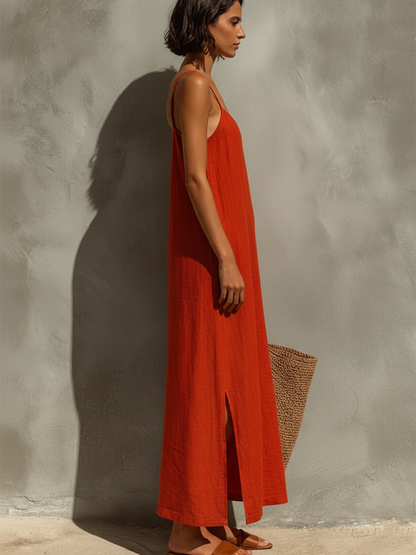 Women's Dress With Spaghetti Straps & Square Neck