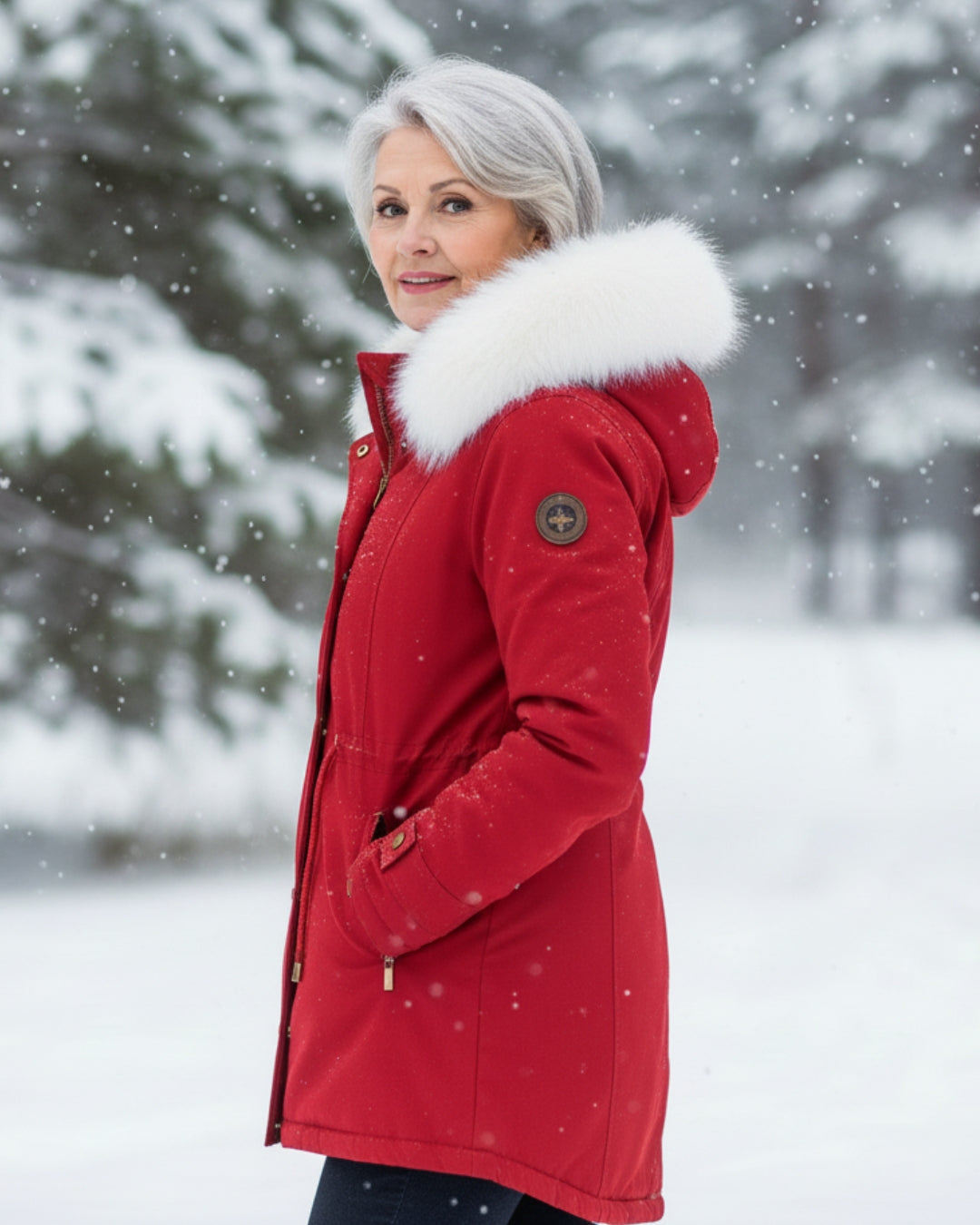 White Fur Hooded Parka