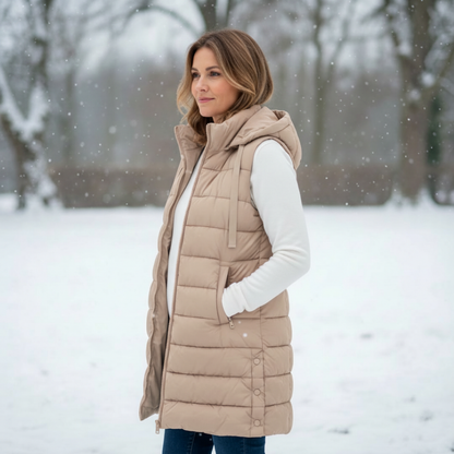 Hooded Long Puffer Vest