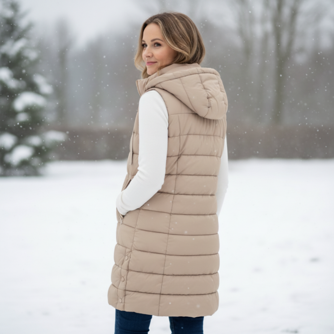 Hooded Long Puffer Vest