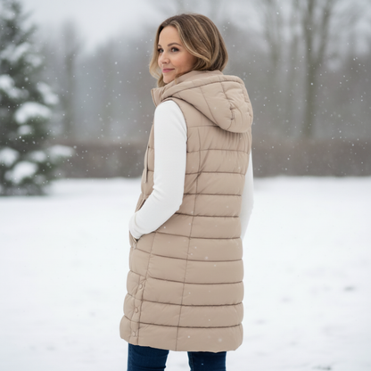 Hooded Long Puffer Vest