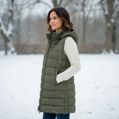 Hooded Long Puffer Vest