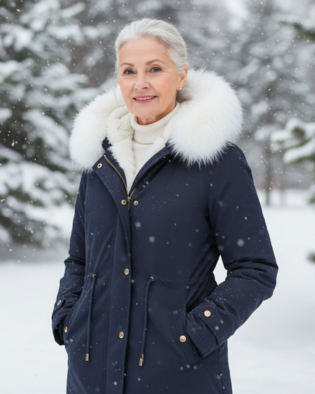 White Fur Hooded Parka