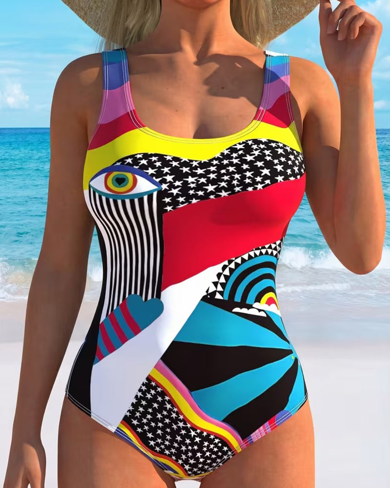 One-Piece Star Print Swimsuit