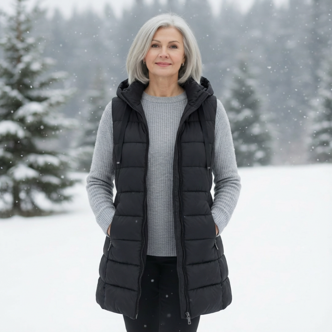 Hooded Long Puffer Vest