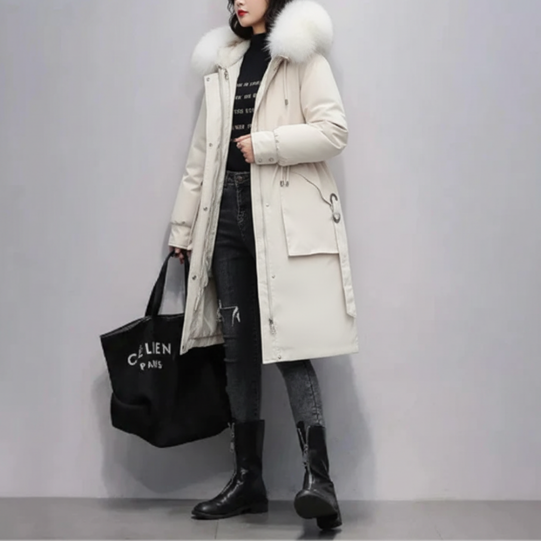 Large Padded Fur Hooded Coat