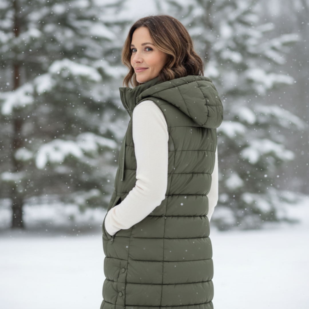 Hooded Long Puffer Vest
