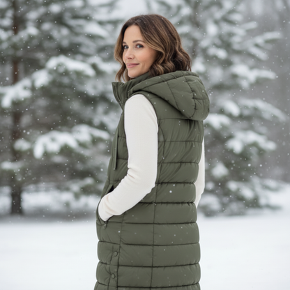 Hooded Long Puffer Vest