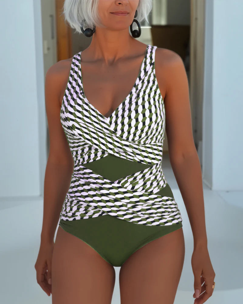 Swimsuit with Cross-Over Design for Resort Casual Wear