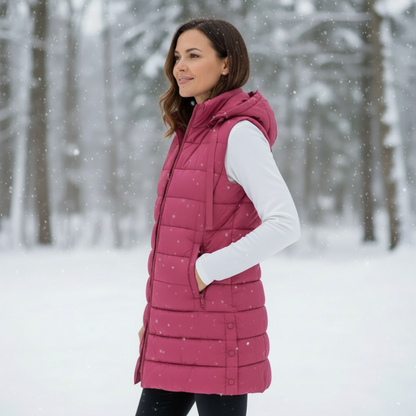 Hooded Long Puffer Vest