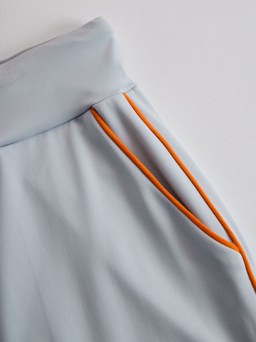 Fashionable Sporty Gray-blue Long-sleeved Half-zip Top And Trousers Set