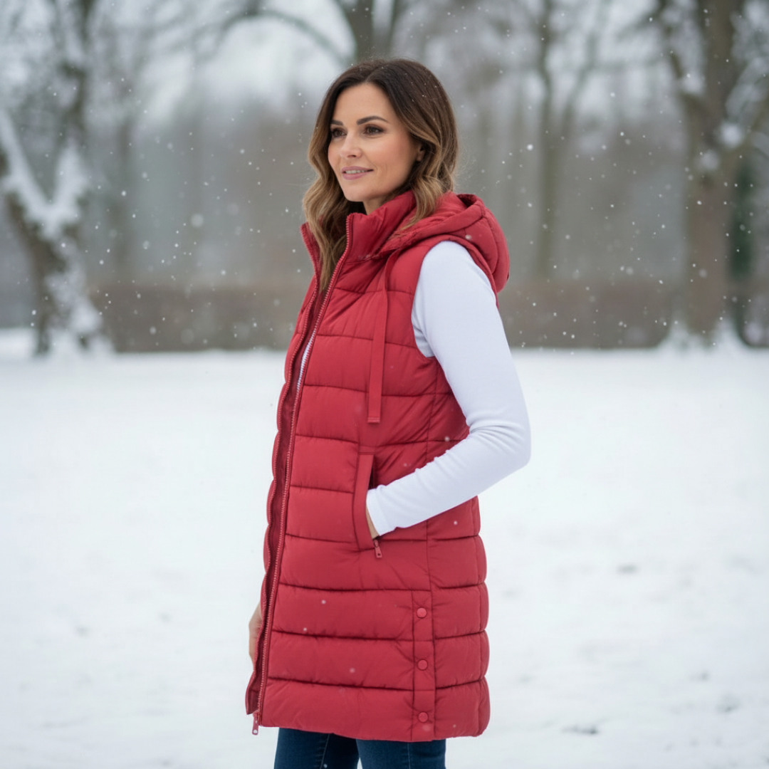 Hooded Long Puffer Vest