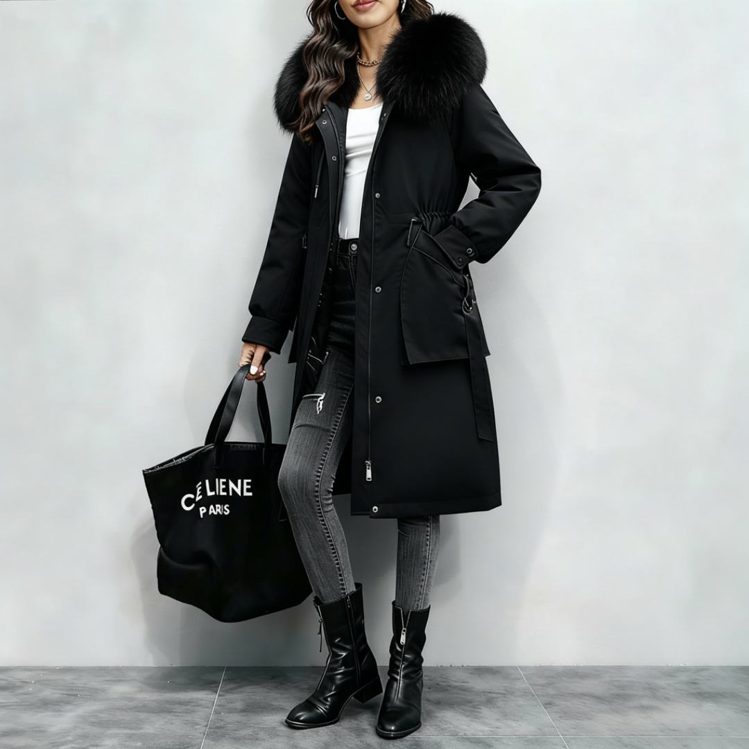 Large Padded Fur Hooded Coat