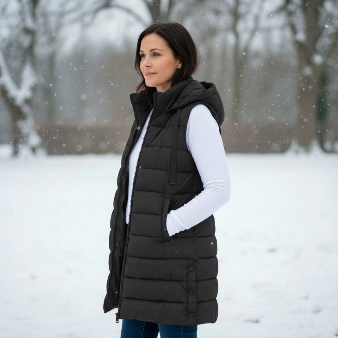 Hooded Long Puffer Vest