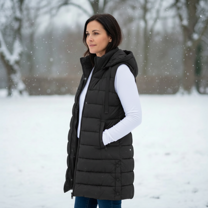 Hooded Long Puffer Vest