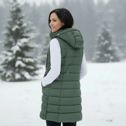 Hooded Long Puffer Vest