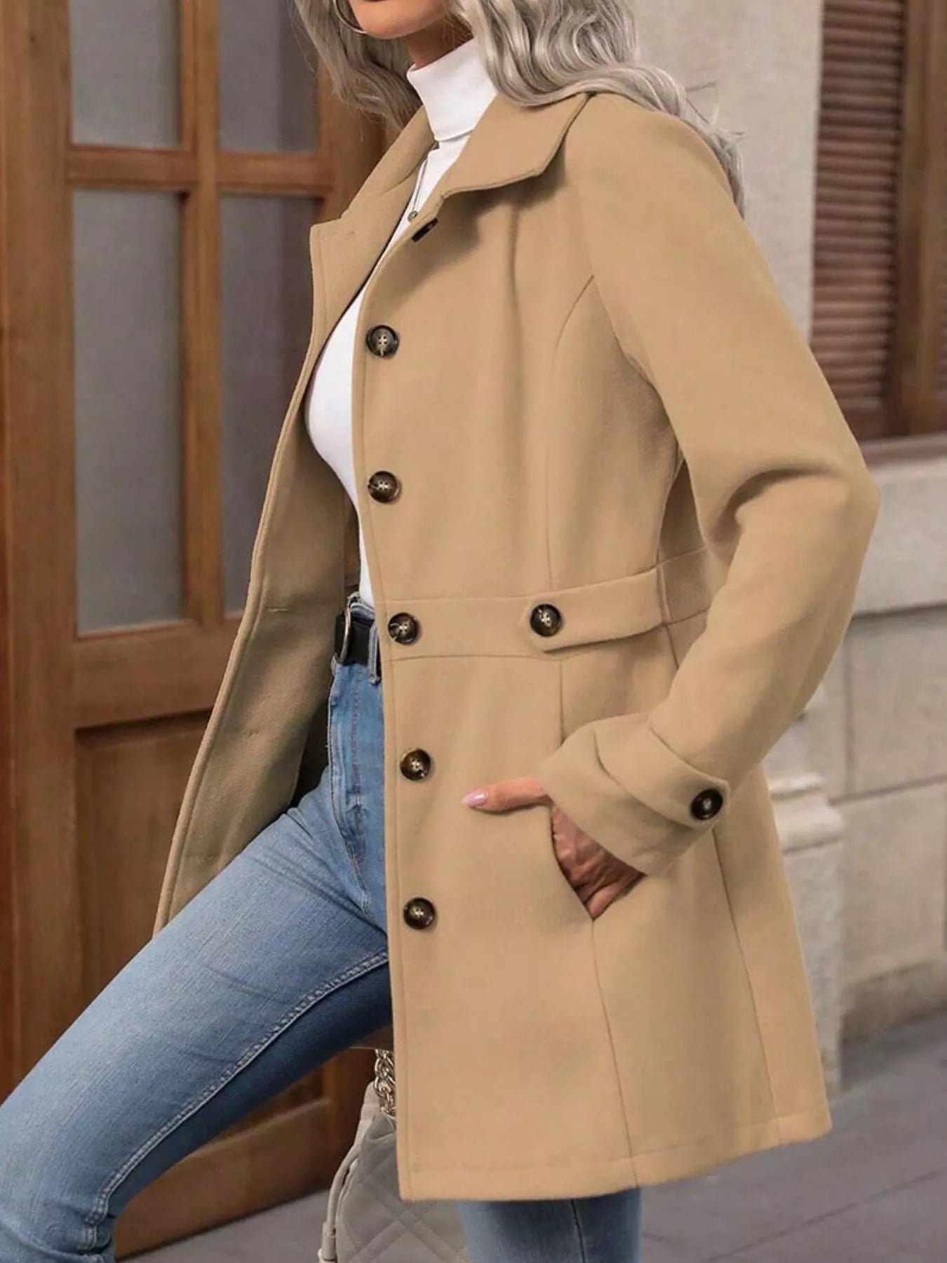 Button Up Long Sleeve Coat