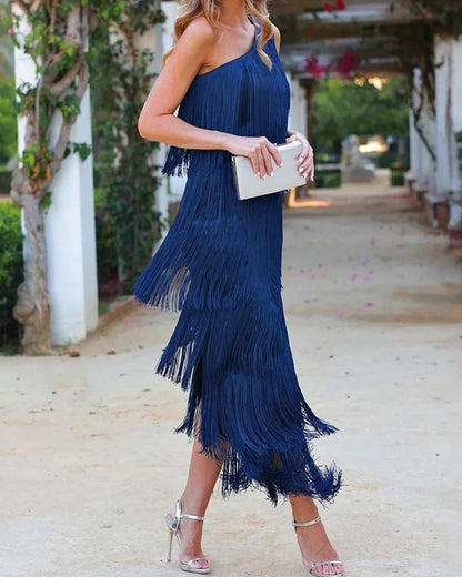Lauren | Elegant and Refined Dress with Fringing