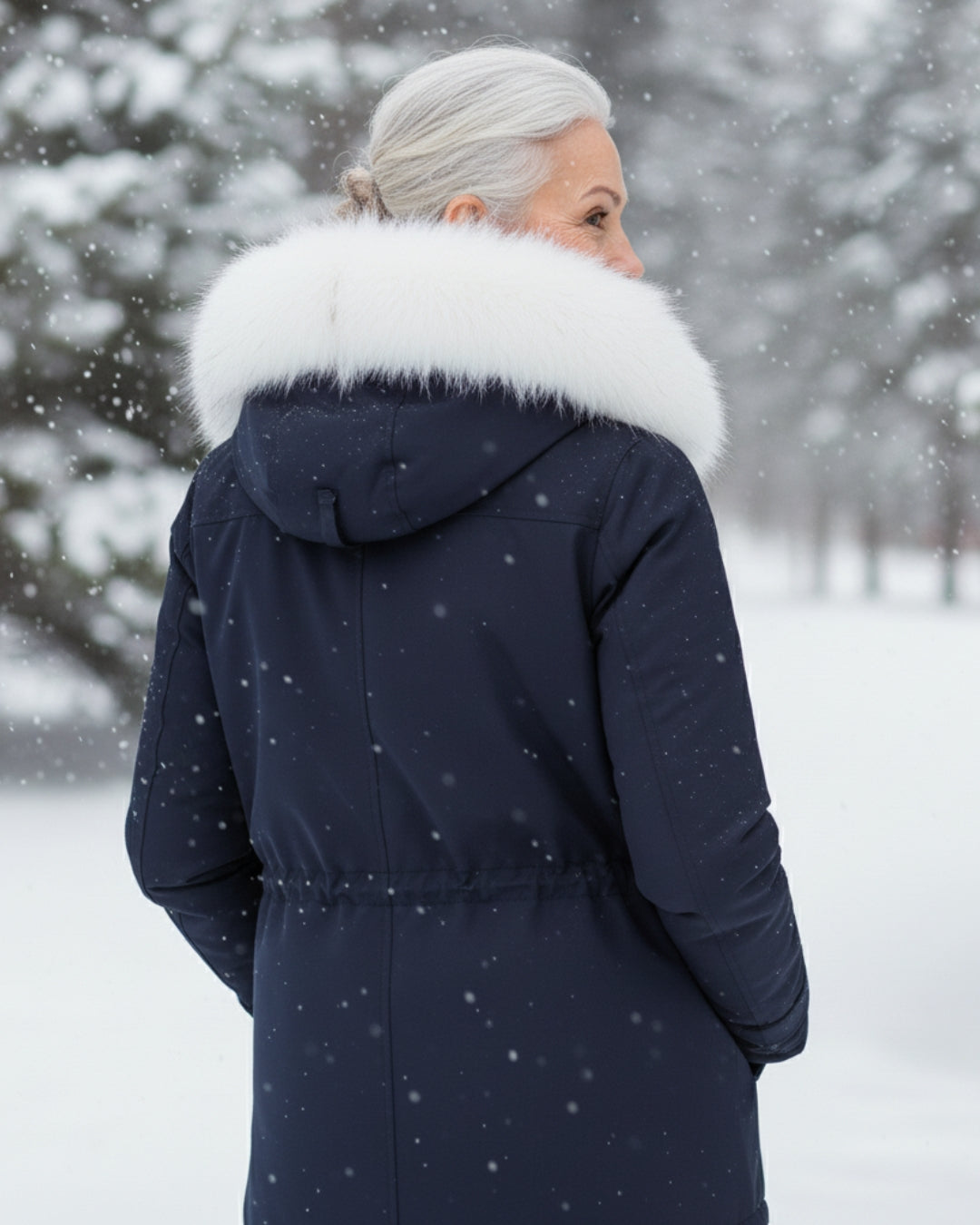 White Fur Hooded Parka