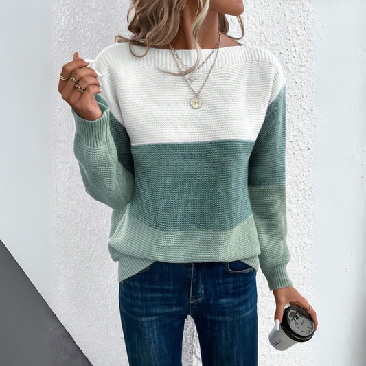 Clara | Elegant Three-Colour Patchwork Sweater