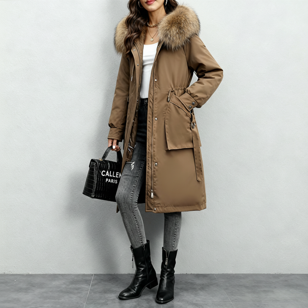 Large Padded Fur Hooded Coat