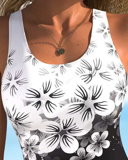 Floral Print One-Piece Mode
