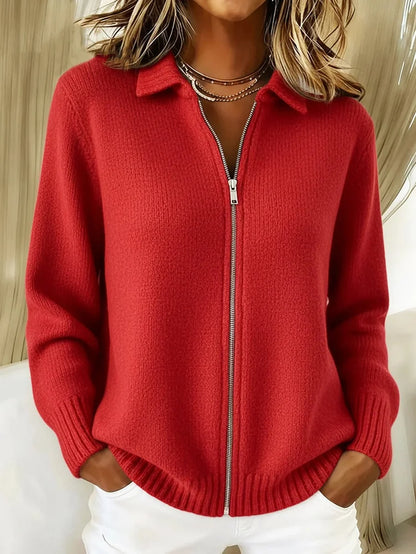 Casual damesjas met ritssluiting in effen kleur