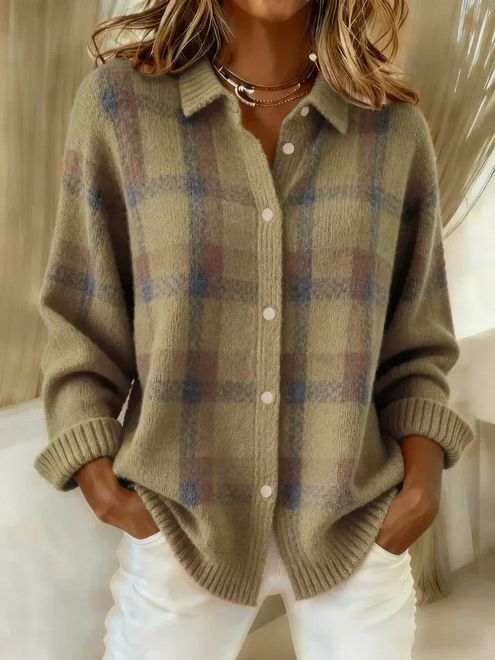 Victoria | Casual Retro Check Sweater with Contrast