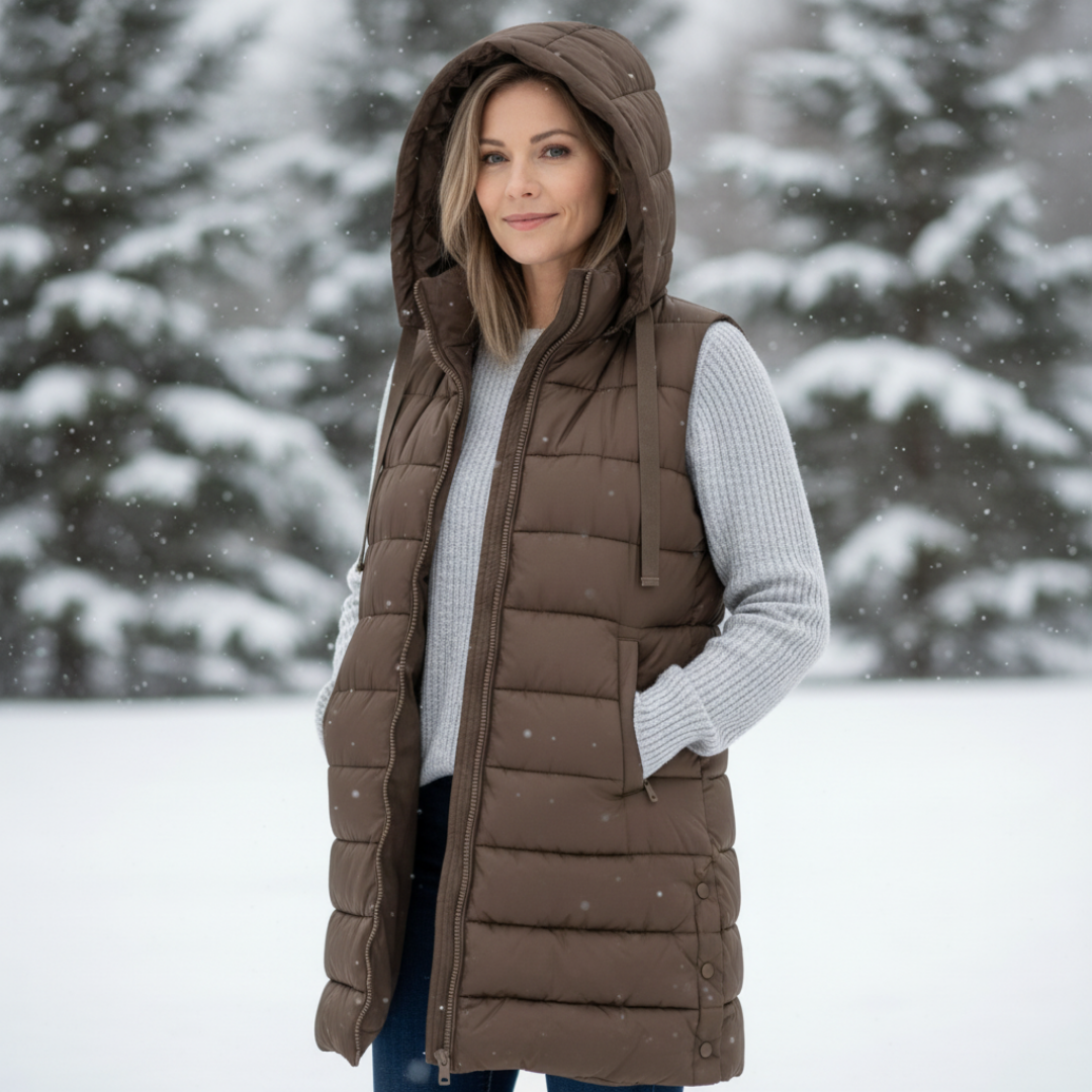 Hooded Long Puffer Vest