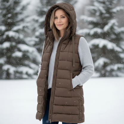 Hooded Long Puffer Vest
