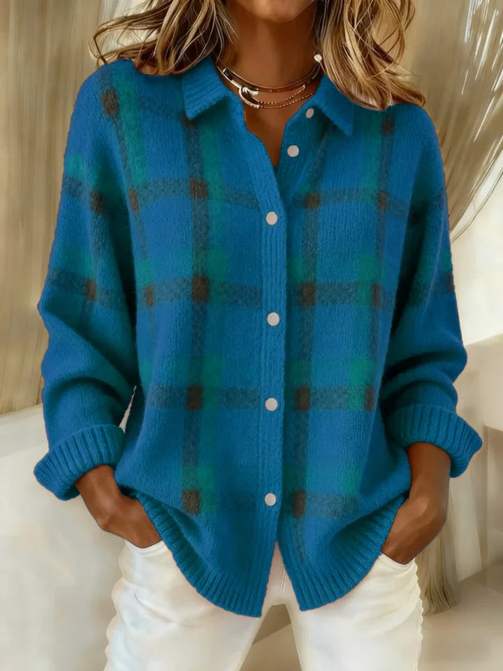 Victoria | Casual Retro Check Sweater with Contrast