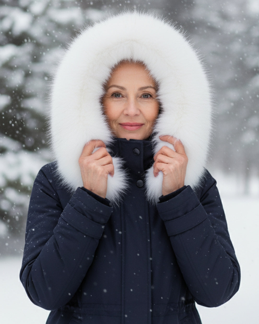 White Fur Hooded Parka