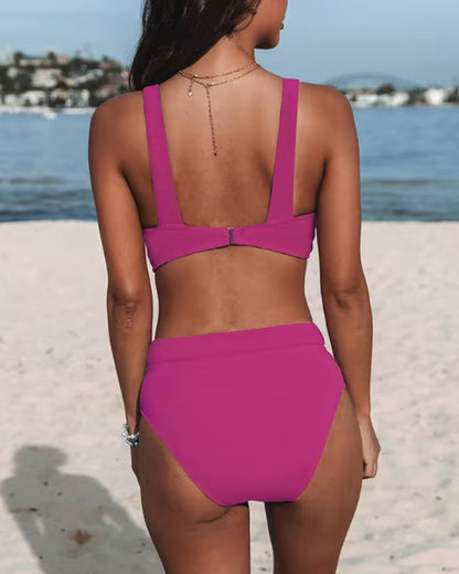 High-Waisted Solid Colour Bikinis