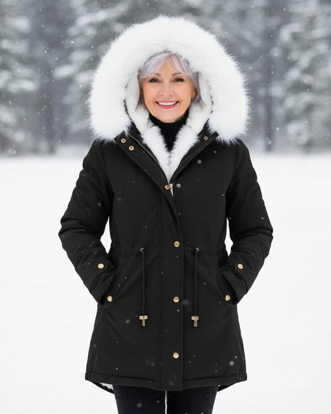 White Fur Hooded Parka