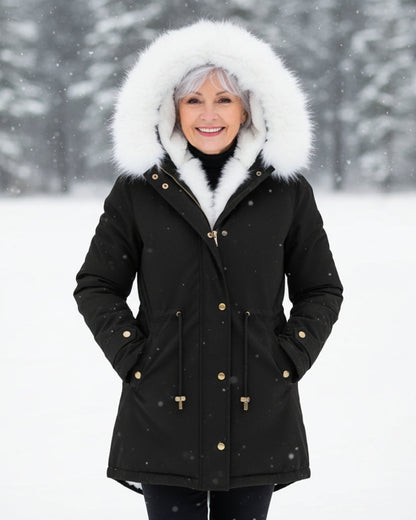 White Fur Hooded Parka