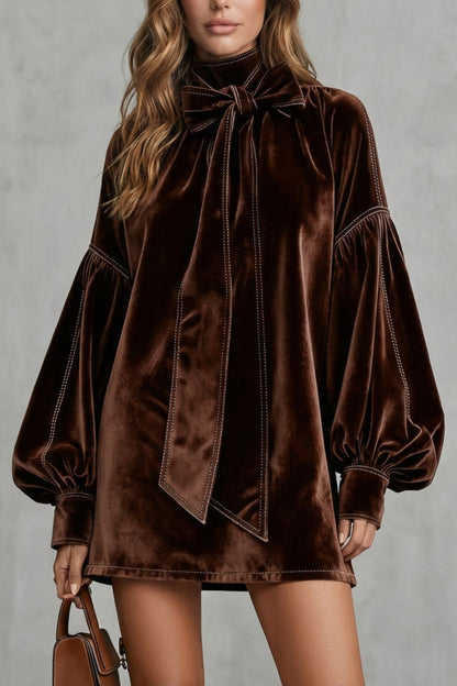 Velourine – Bow neck elegance – Mini dress