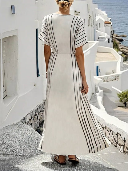 Women'S Loose Striped Print Dress
