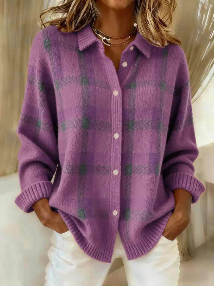 Victoria | Casual Retro Check Sweater with Contrast