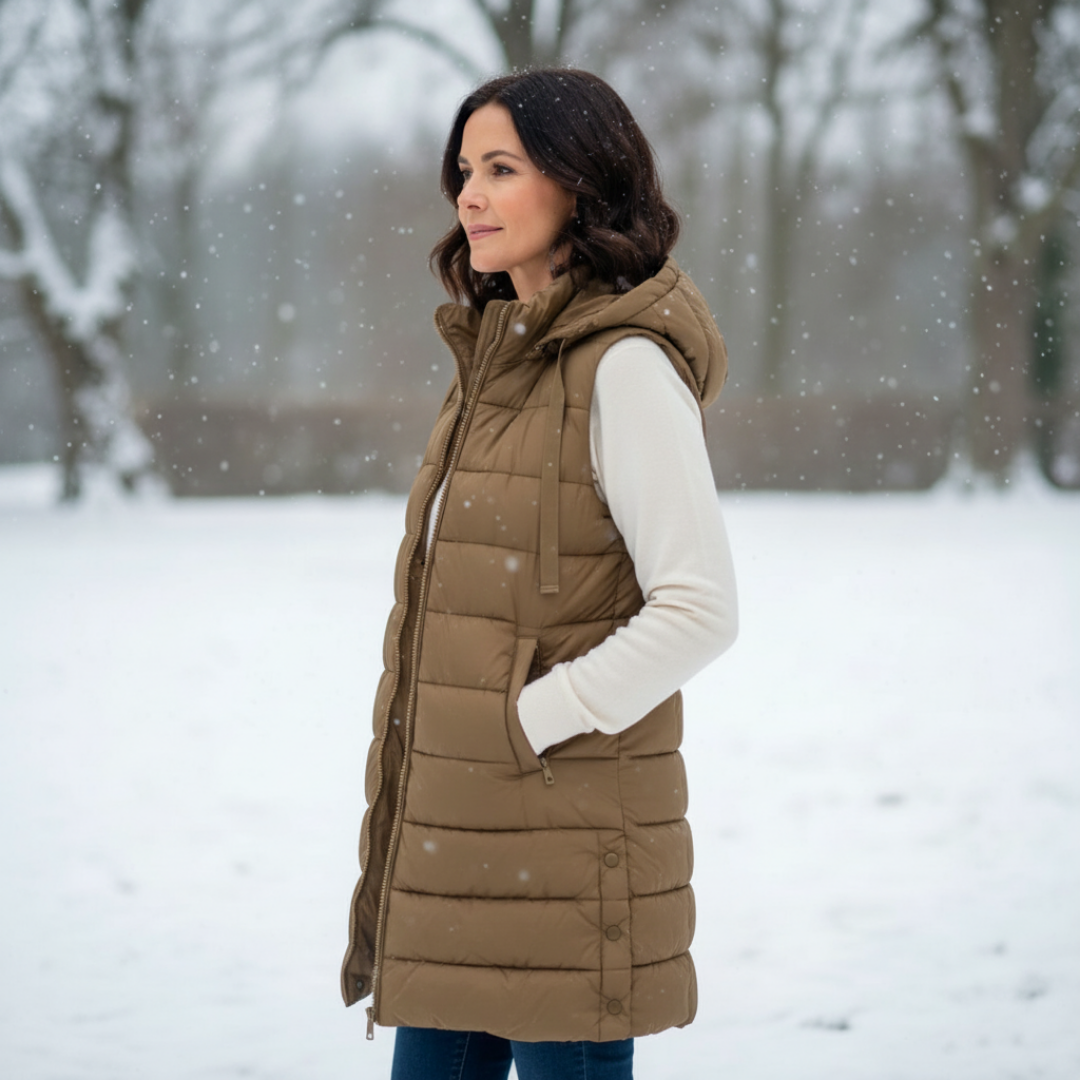 Hooded Long Puffer Vest