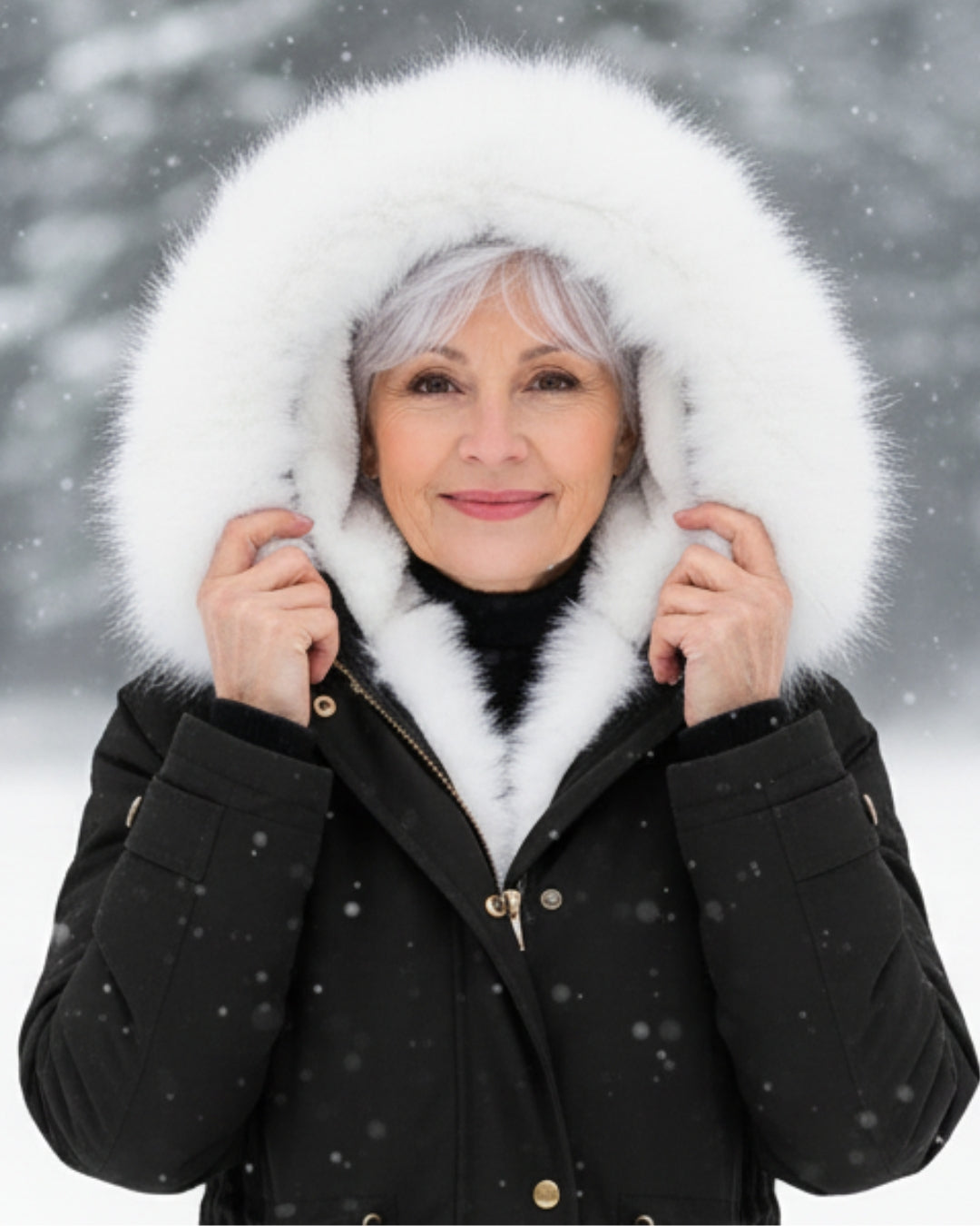 White Fur Hooded Parka