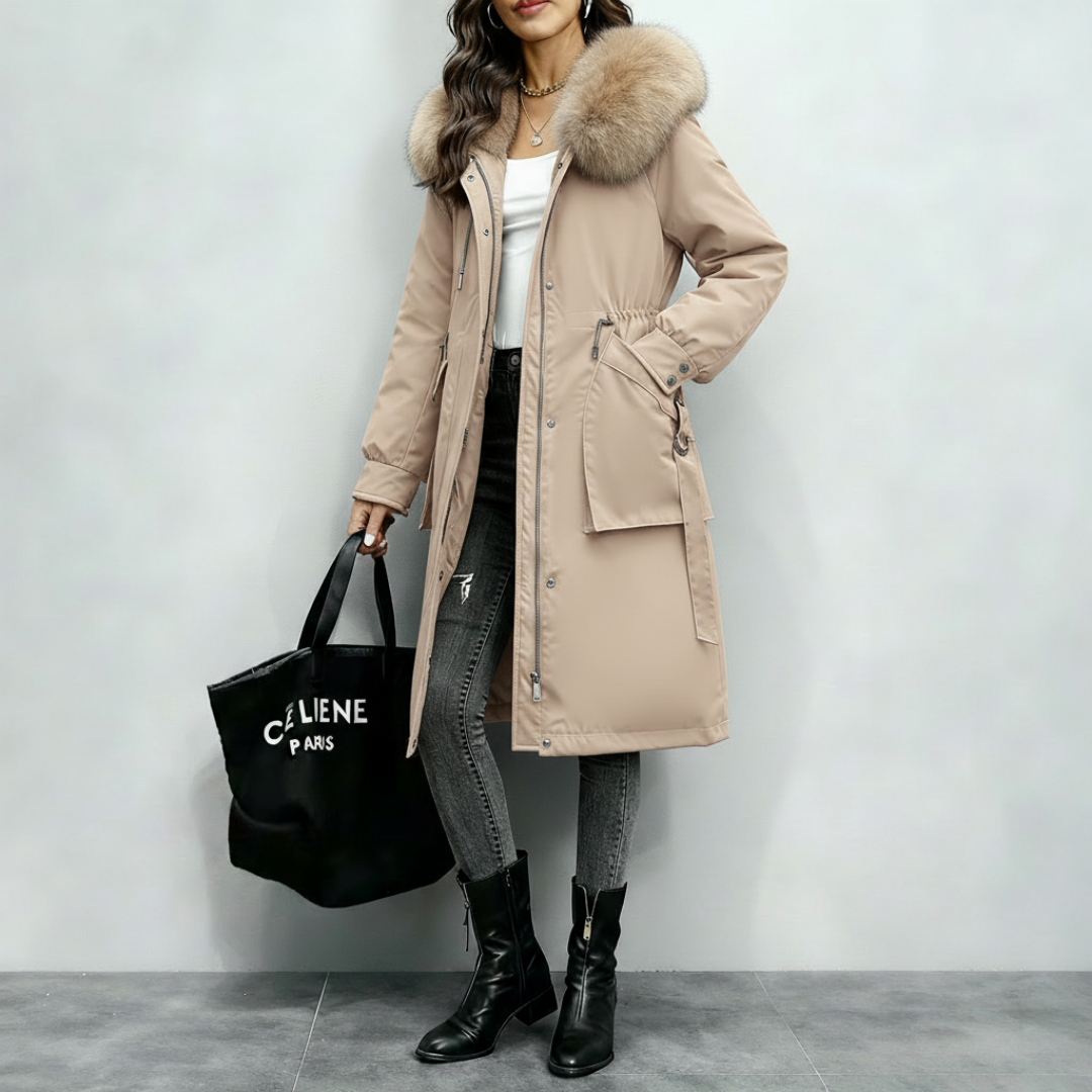 Large Padded Fur Hooded Coat