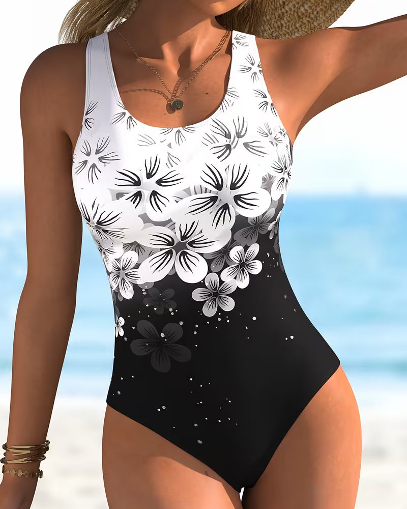 Floral Print One-Piece Mode