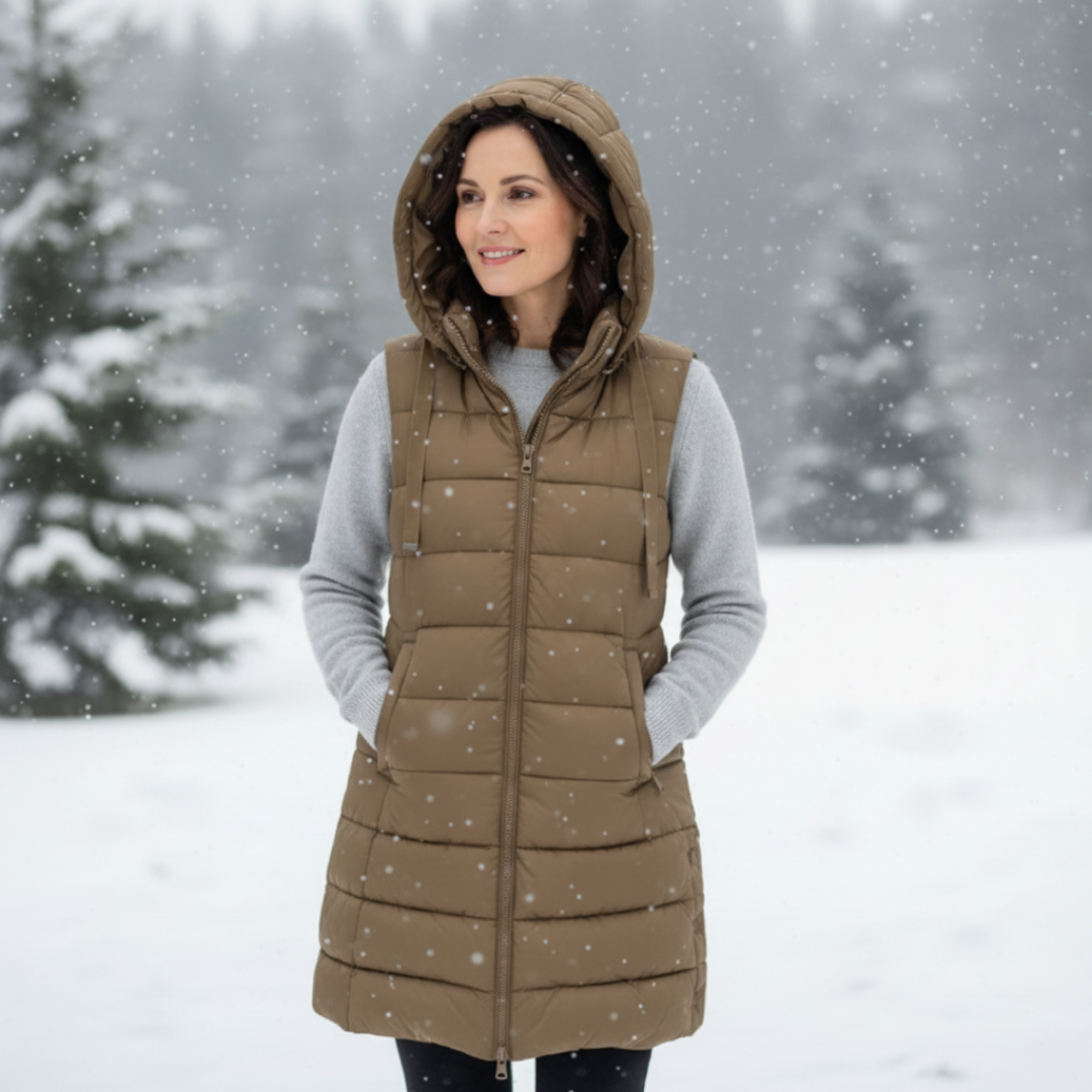 Hooded Long Puffer Vest