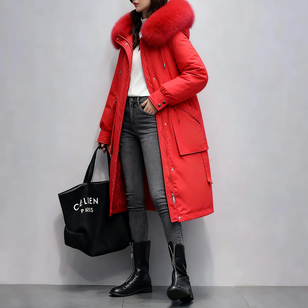 Large Padded Fur Hooded Coat
