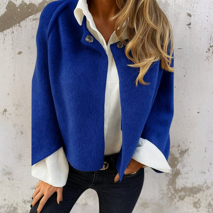 Nelira - Single Press-Stud Front Cashmere-Finish Jacket